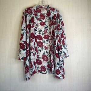 NWOT Laurie Felt Red Flower Floral Kimono Cardigan Women’s 1X